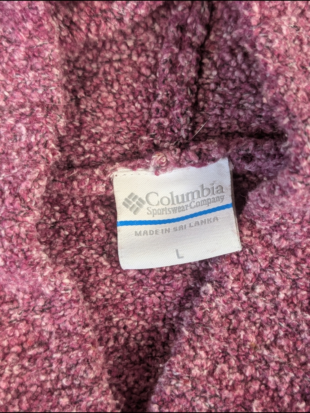 Columbia Purple Knit Hooded Pullover Chunky  Sweater Long Sleeve Women's L - Picture 7 of 8